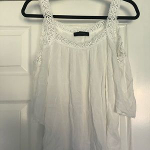 White cold shoulder blouse